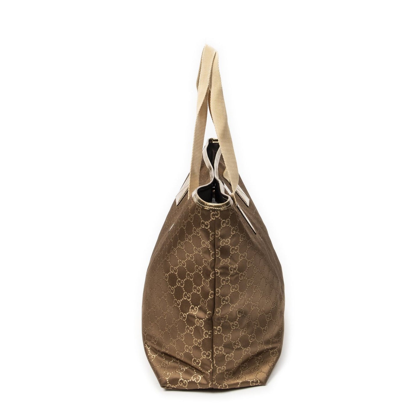 Gucci Large Web Oriental Tote Gold GG Satin Canvas — view 4