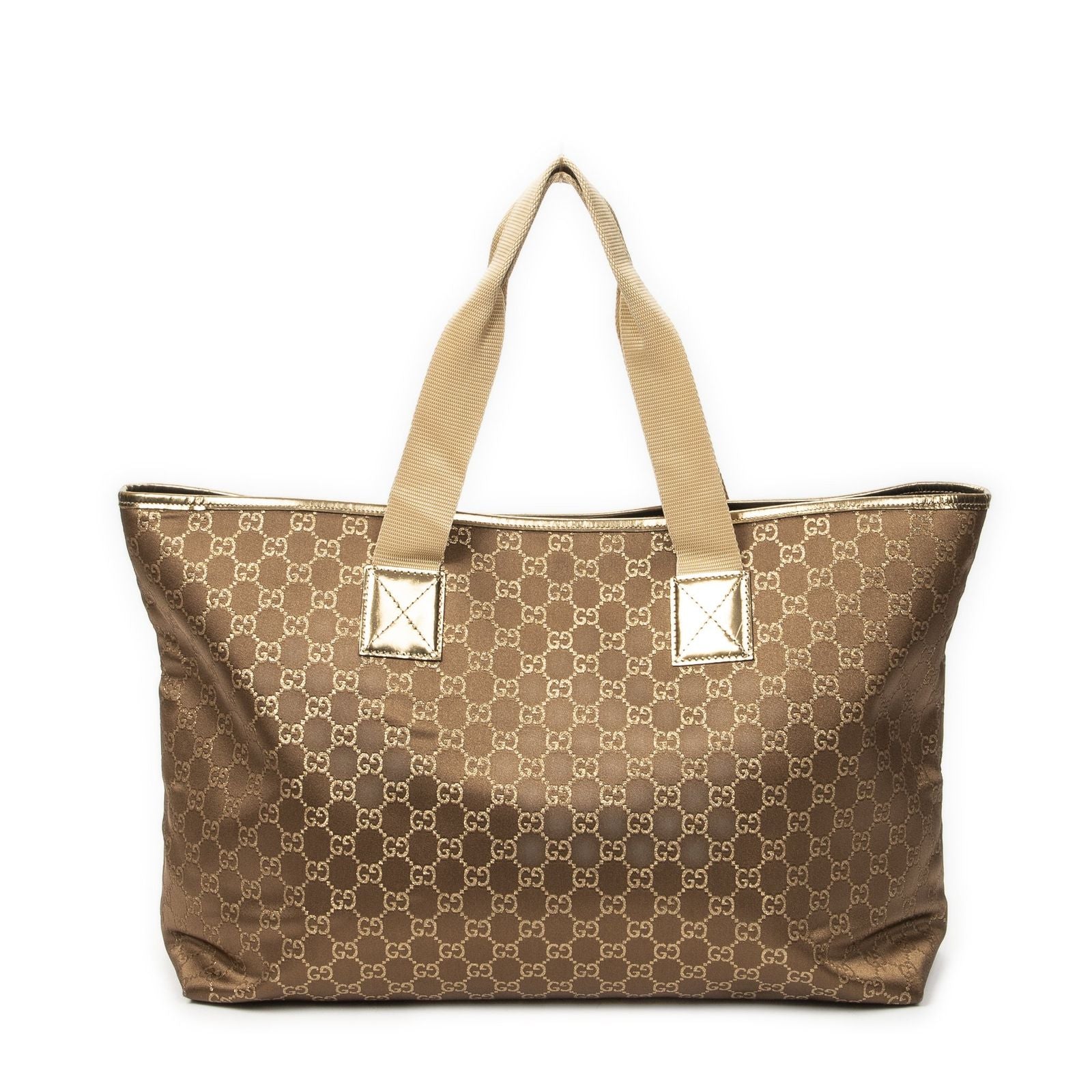 Gucci Large Web Oriental Tote Gold GG Satin Canvas — view 5