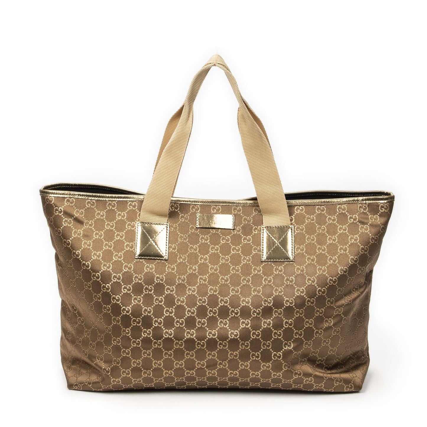 Gucci Large Web Oriental Tote Gold GG Satin Canvas