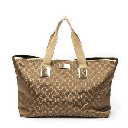 Gucci Large Web Oriental Tote Gold GG Satin Canvas