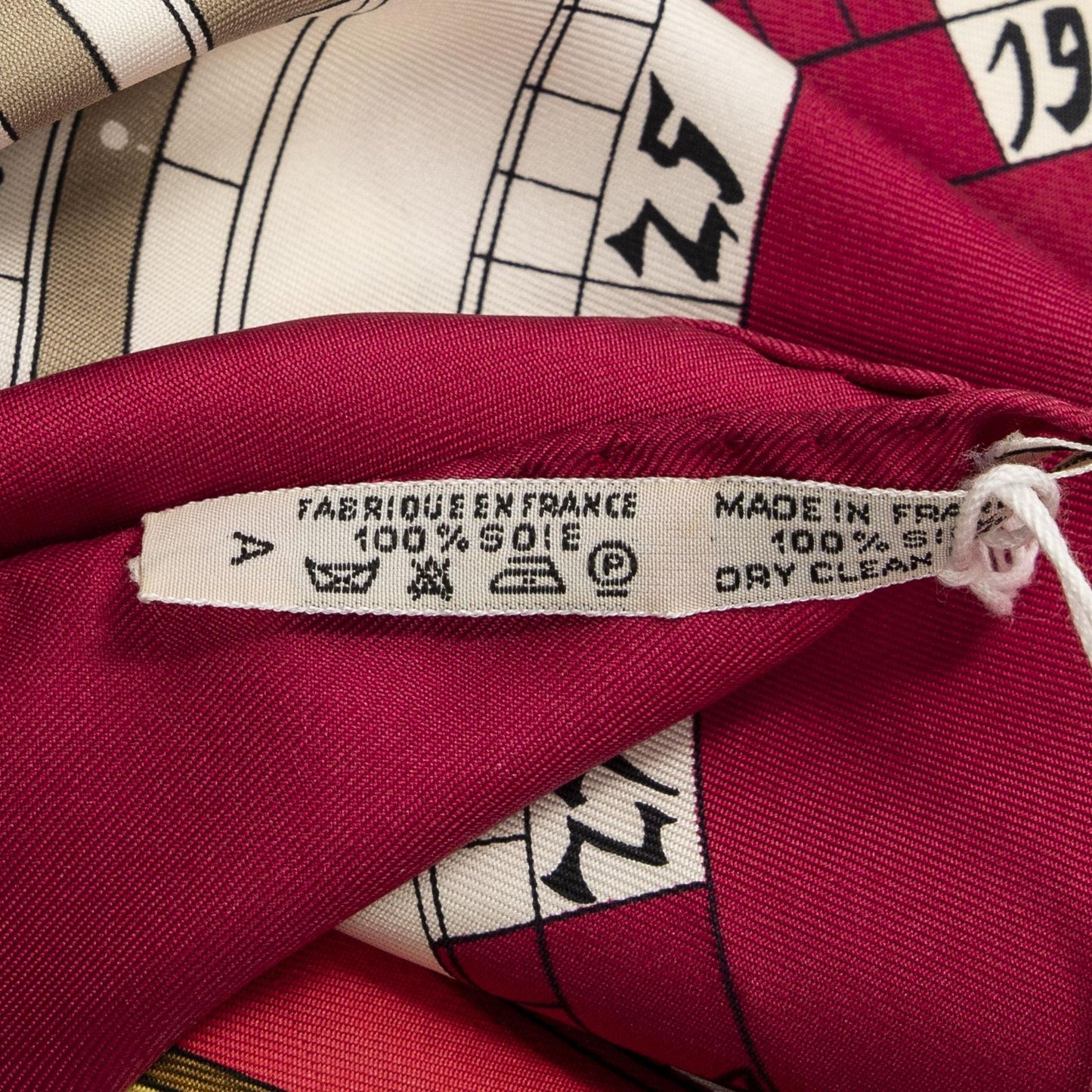 Hermes Scarf Burgundy 100% Gold Twill Silk — view 5