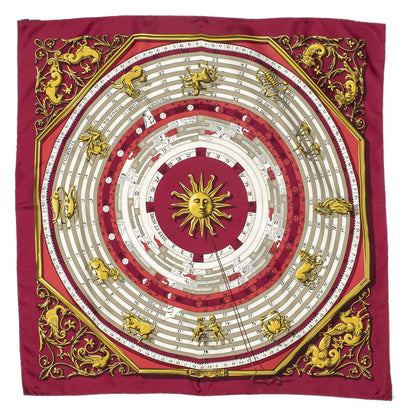 Hermes Scarf Burgundy 100% Gold Twill Silk — view 2