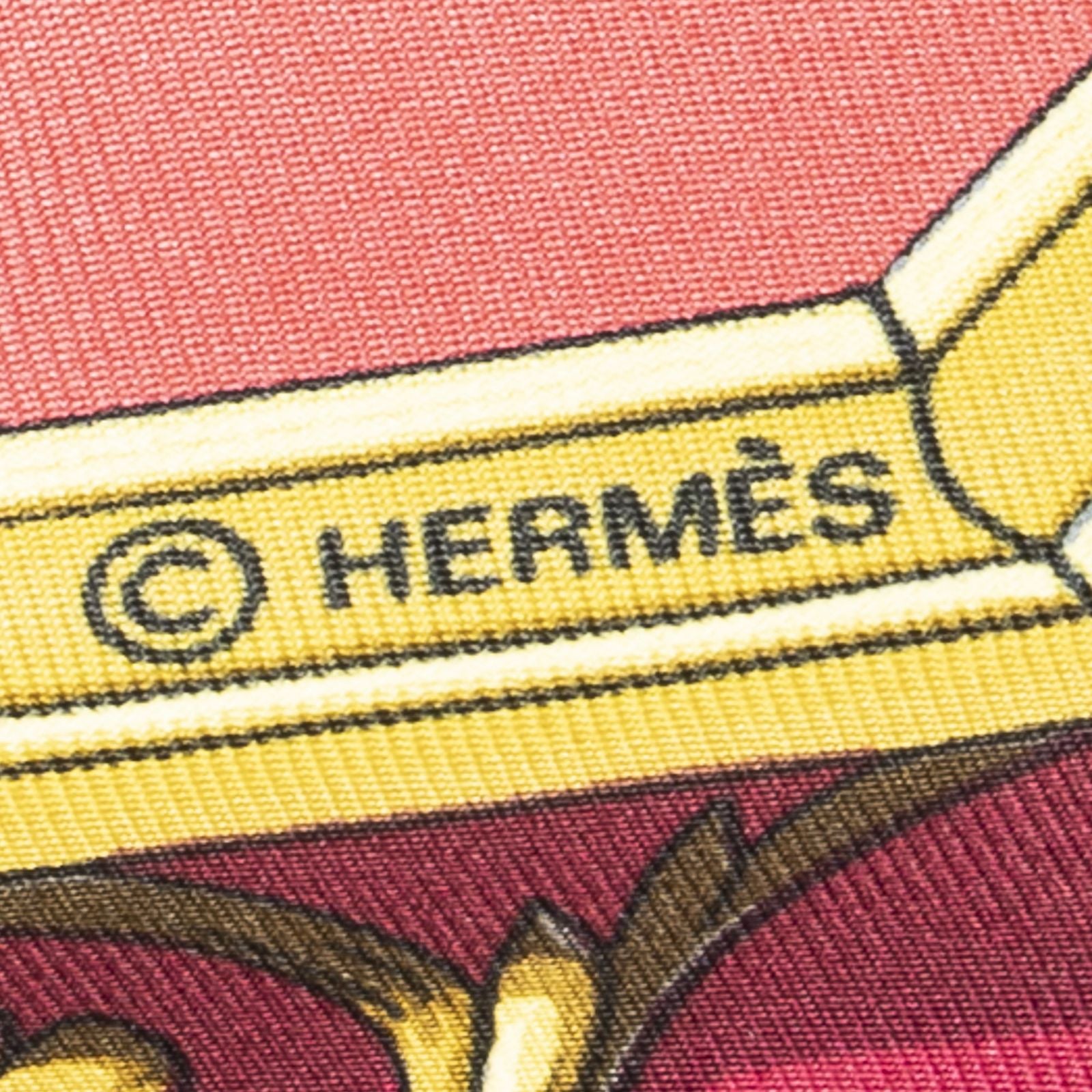 Hermes Scarf Burgundy 100% Gold Twill Silk — view 4