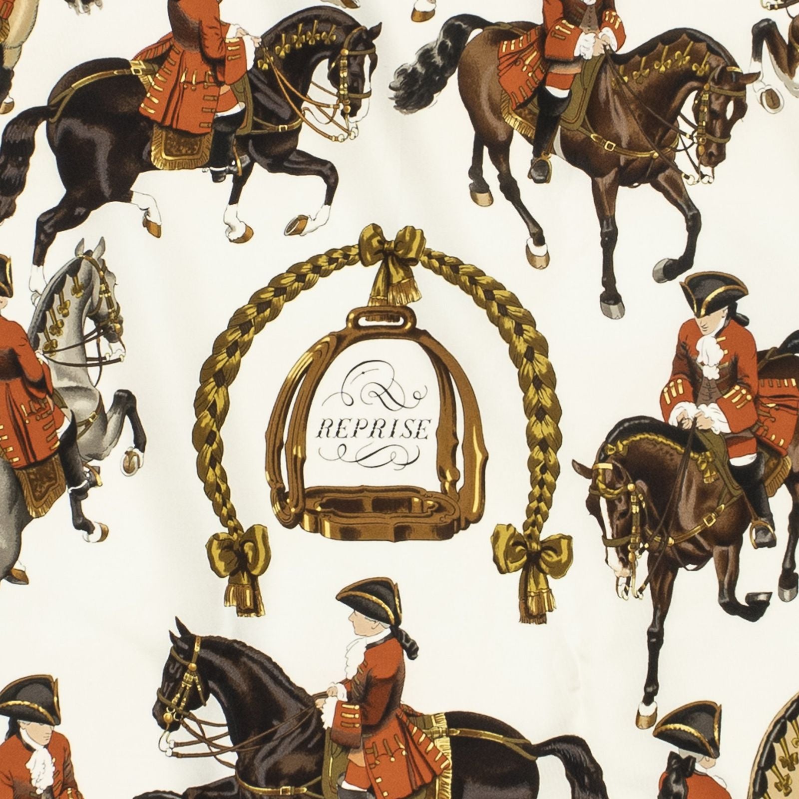 Hermes Scarf Maroon Brown 100% Gold Twill Silk — view 3