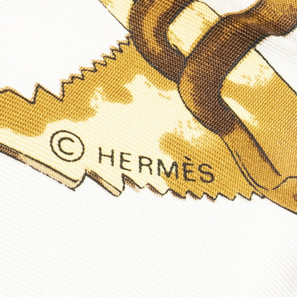 Hermes Scarf Maroon Brown 100% Gold Twill Silk — view 4