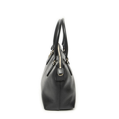 Gucci Convertible Zip Tote Black Gray Calfskin Leather — view 3