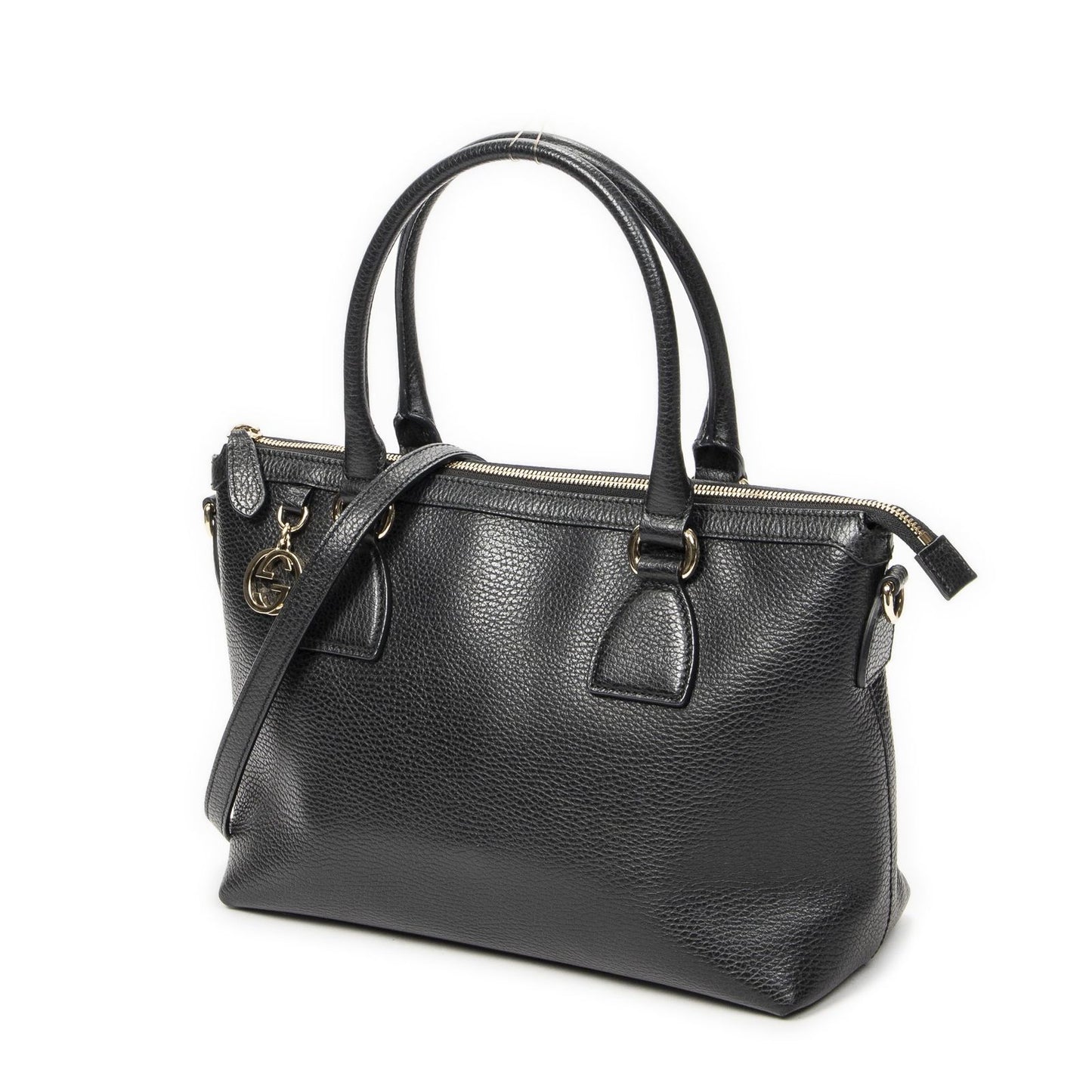 Gucci Convertible Zip Tote Black Gray Calfskin Leather — view 2