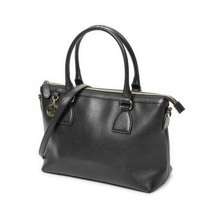 Gucci Convertible Zip Tote Black Gray Calfskin Leather — view 2