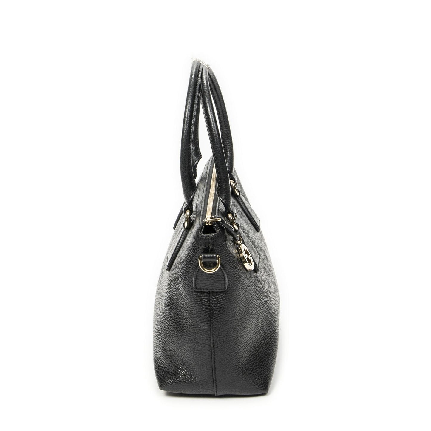 Gucci Convertible Zip Tote Black Gray Calfskin Leather — view 4