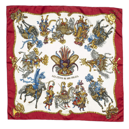 Hermes Scarf Red Ivory 100% Gold Jacquard Silk — view 2