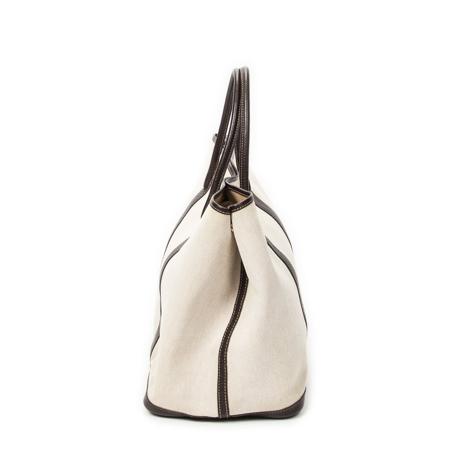 Hermes Garden Party Dark Brown Beige Toile — view 3