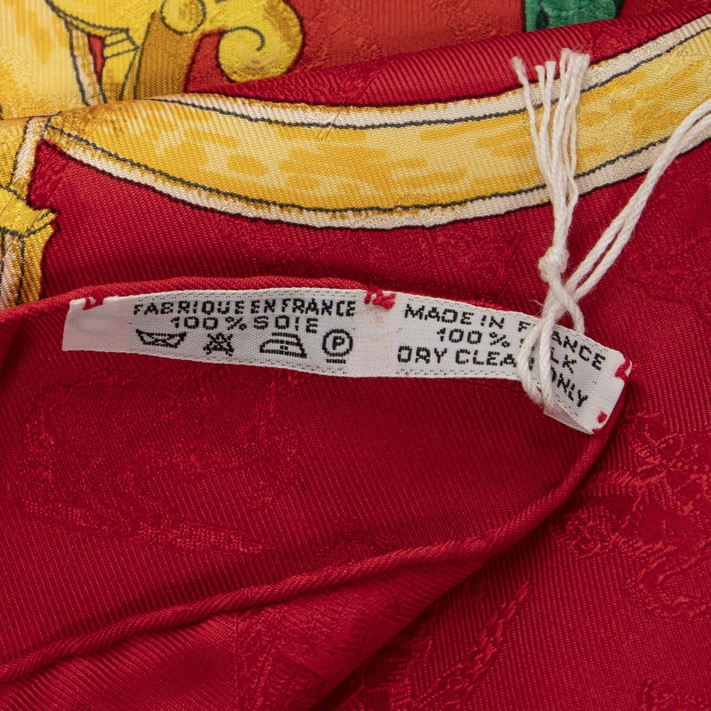 Hermes Scarf Red Yellow Green 100% Jacquard Silk — view 5