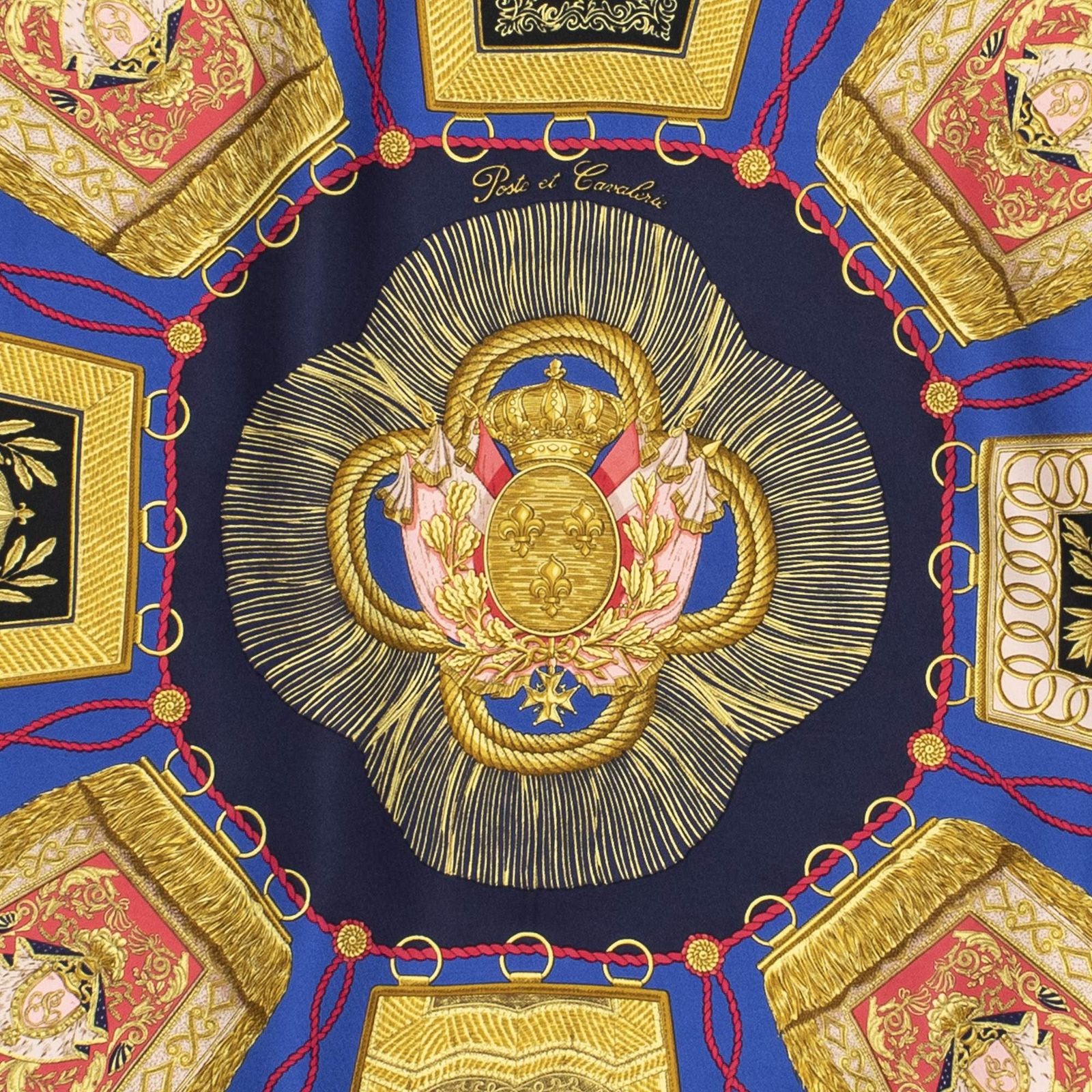 Hermes Scarf Blue Gold Red Silk — view 3