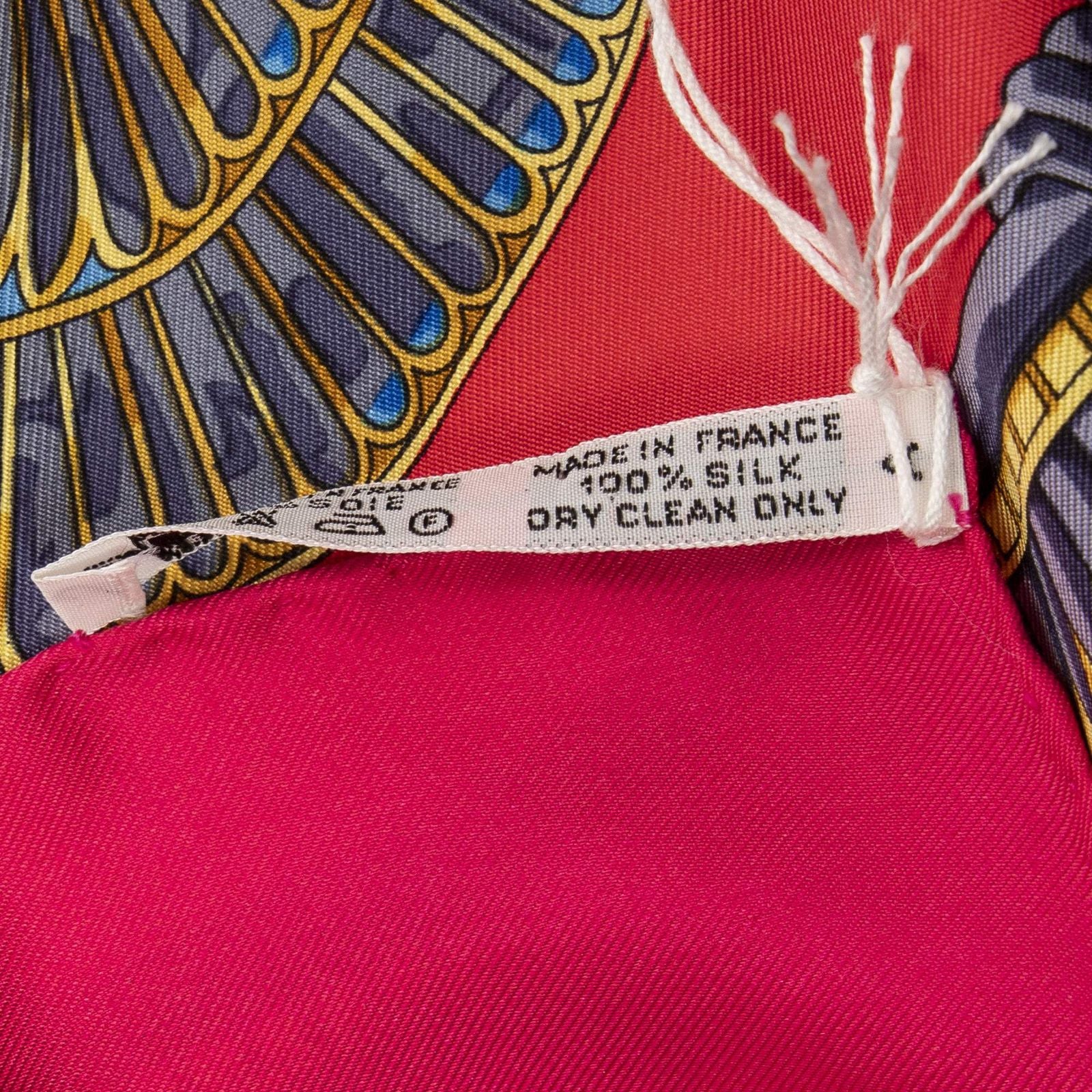 Hermes Scarf Red Gray 100% Gold Twill Silk — view 5