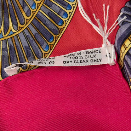 Hermes Scarf Red Gray 100% Gold Twill Silk — view 5