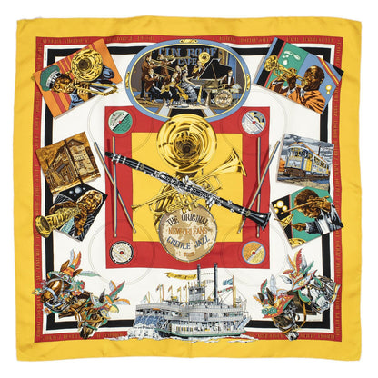 Hermes Scarf Yellow Red Black Silk — view 2