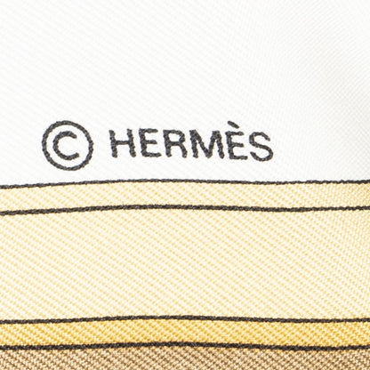 Hermes Scarf Beige Gold White Silk — view 4