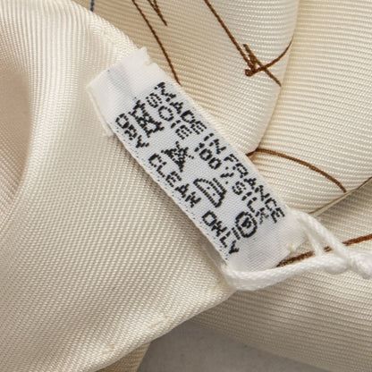 Hermes Scarf Ivory Beige Blue Silk — view 5