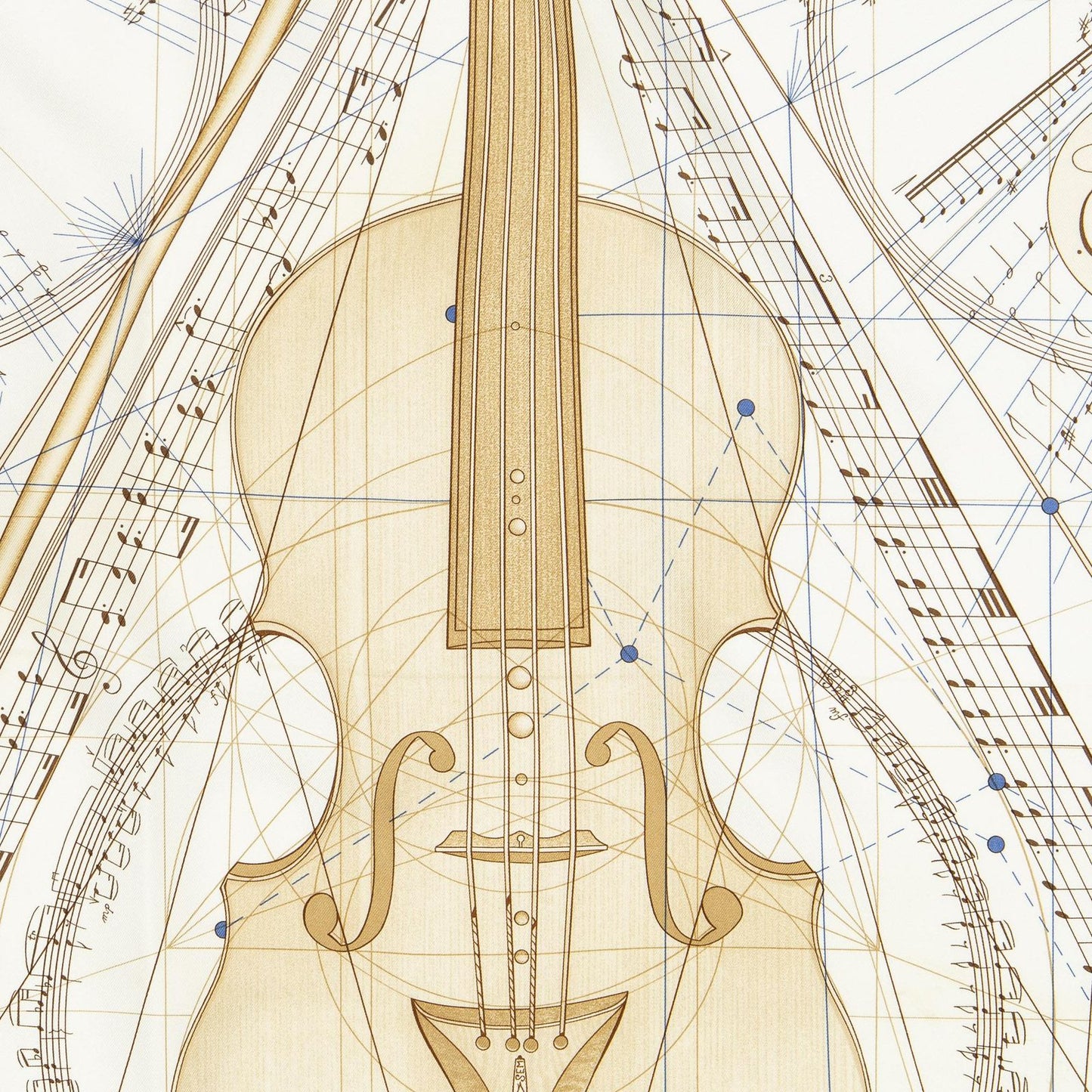 Hermes Scarf Ivory Beige Blue Silk — view 3