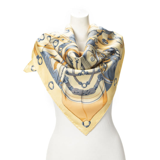 Hermes Scarf Blue Orange Silk