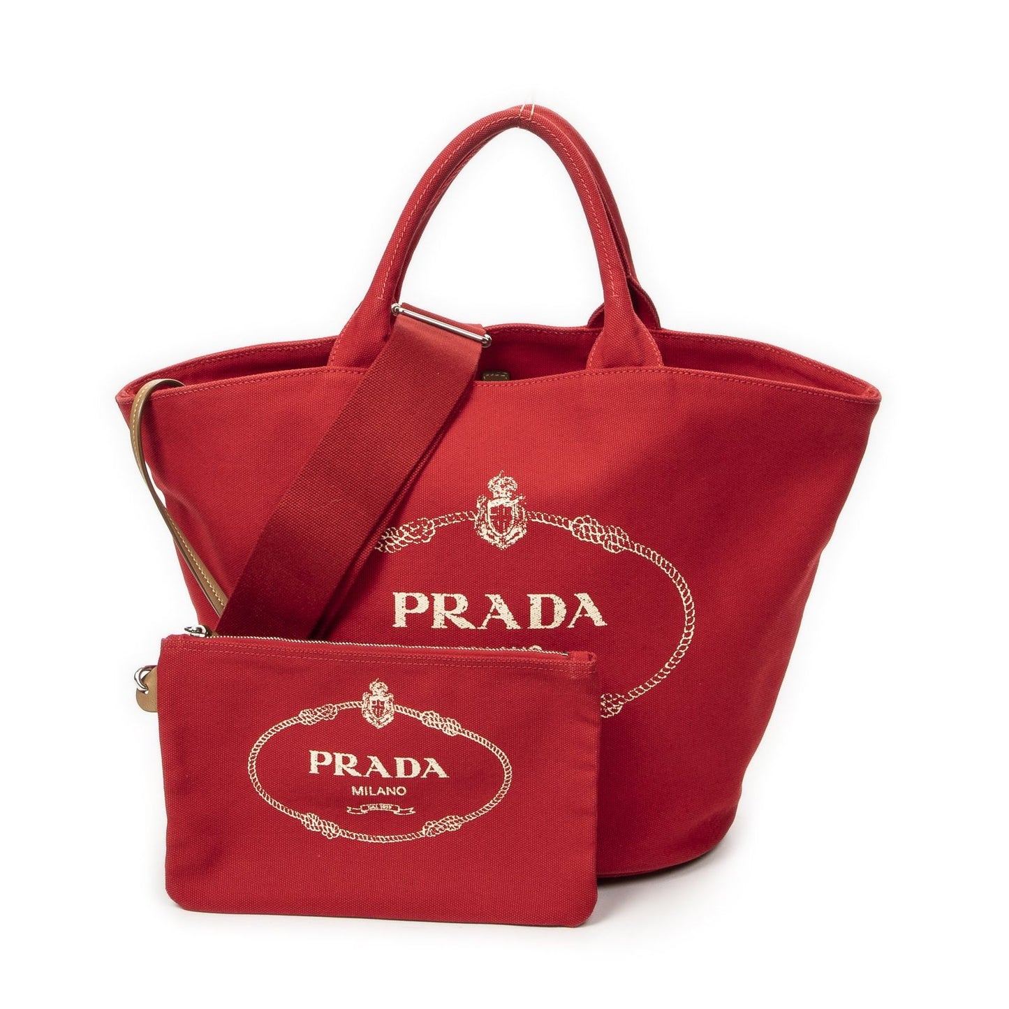 Prada Canapa Buckettote Red Canvas