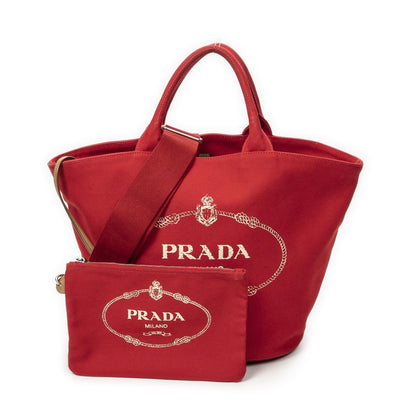 Prada Canapa Buckettote Red Canvas