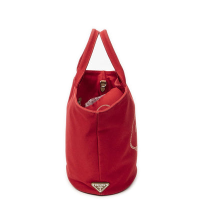 Prada Canapa Buckettote Red Canvas — view 4