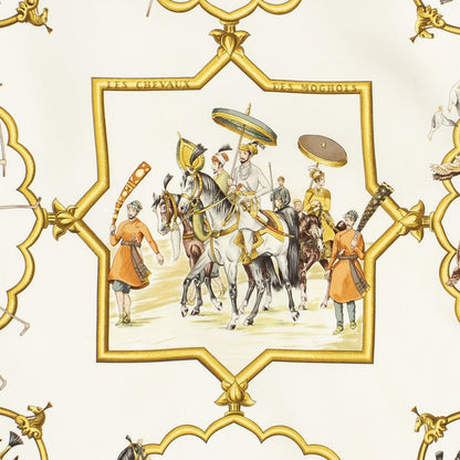 Hermes Scarf Orange Gold Ivory Silk — view 3