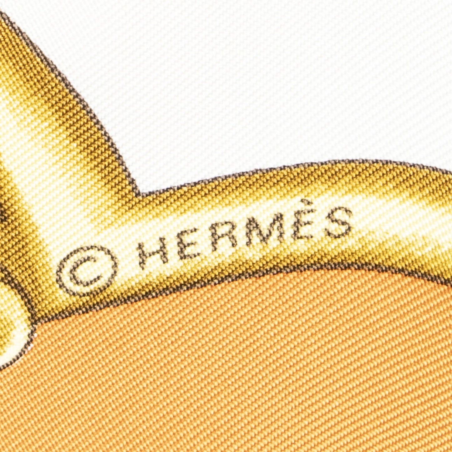 Hermes Scarf Orange Gold Ivory Silk — view 4
