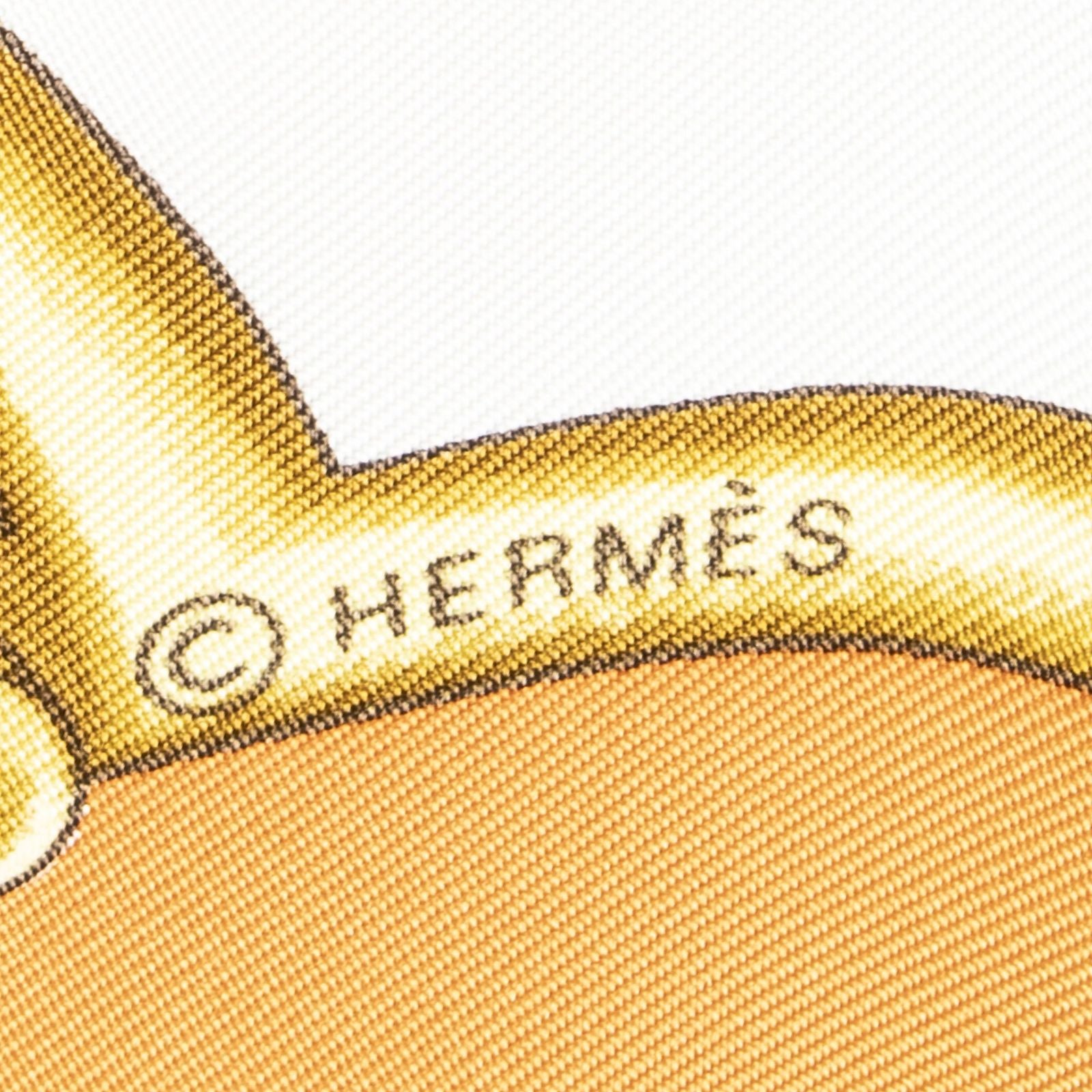 Hermes Scarf Orange Gold Ivory Silk — view 4