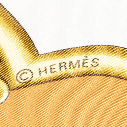 Hermes Scarf Orange Gold Ivory Silk — view 4