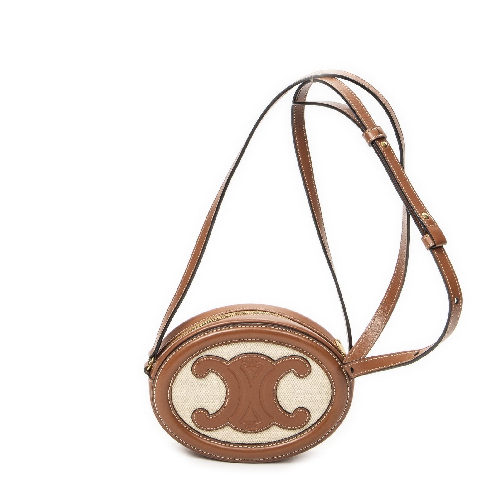Celine Triomphe Oval Crossbody Brown Calfskin Leather — view 5