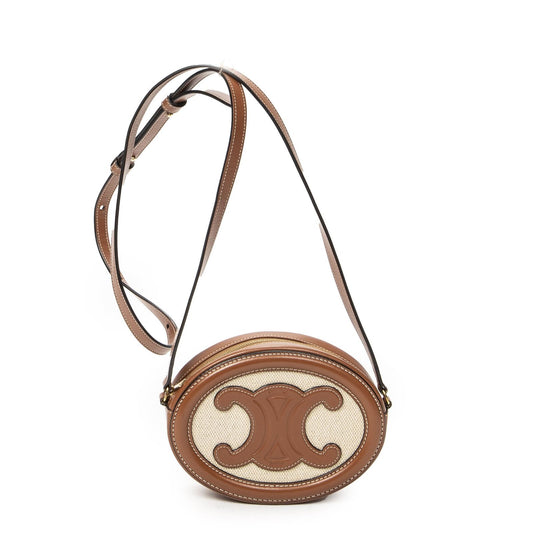 Celine Triomphe Oval Crossbody Brown Calfskin Leather