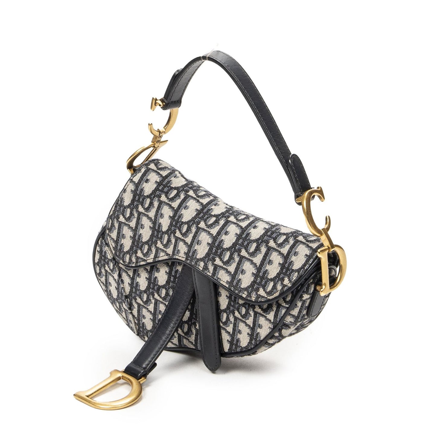 Dior New Saddle Bag Navy Beige Oblique Peacock Canvas — view 2