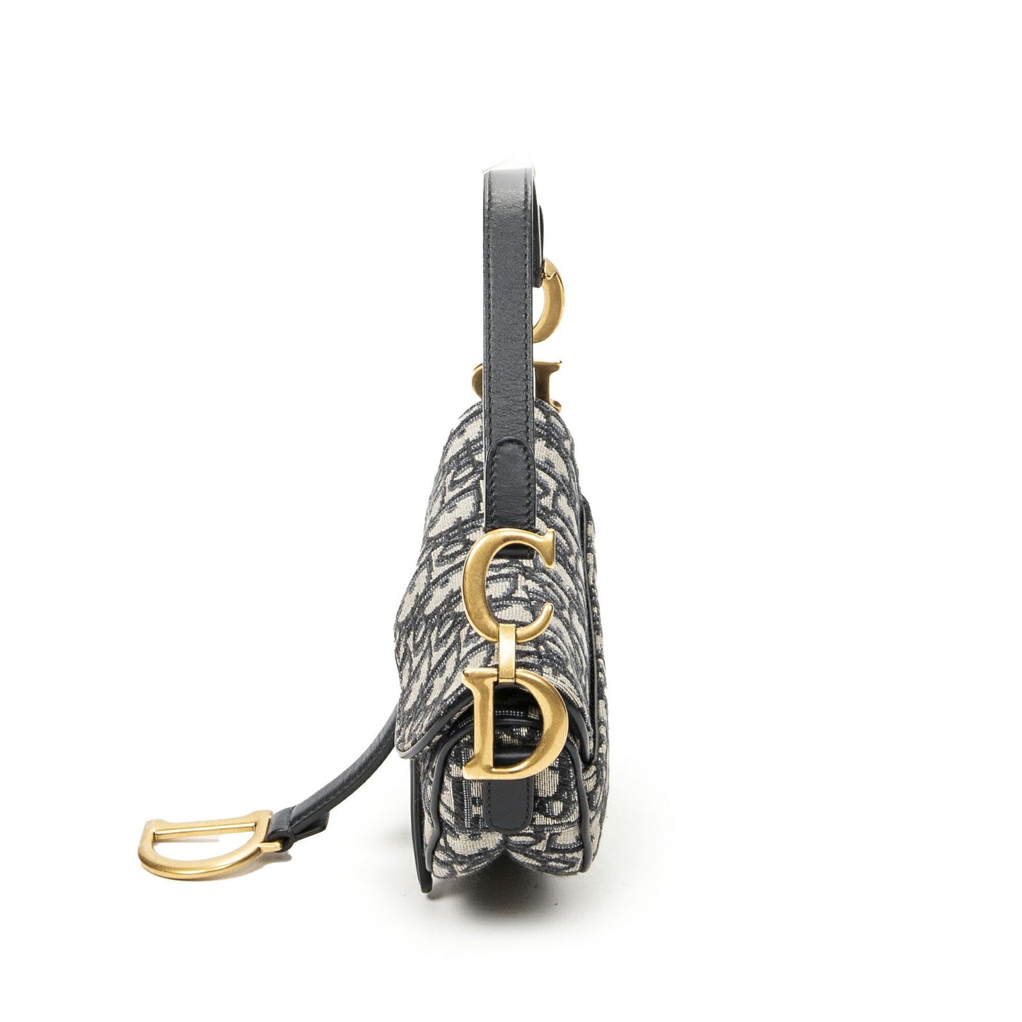 Dior New Saddle Bag Navy Beige Oblique Peacock Canvas — view 3