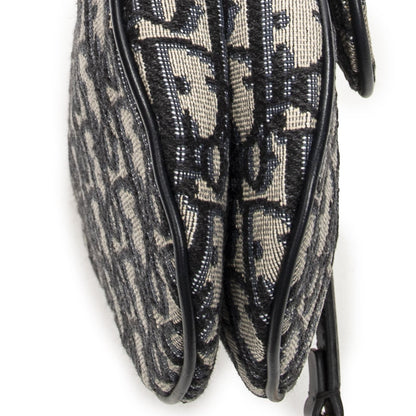Dior New Saddle Bag Navy Beige Oblique Peacock Canvas — view 7