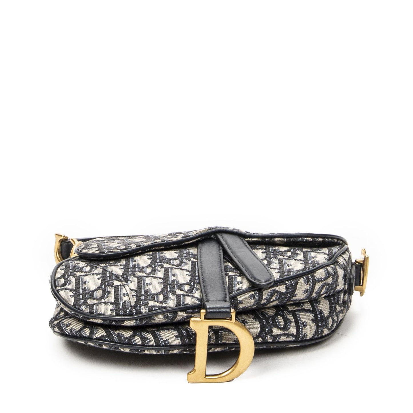 Dior New Saddle Bag Navy Beige Oblique Peacock Canvas — view 6
