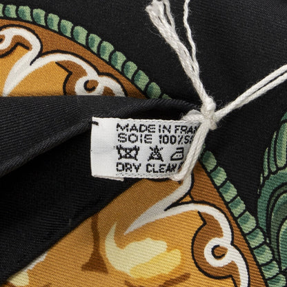 Hermes Scarf Black Green Silk — view 5
