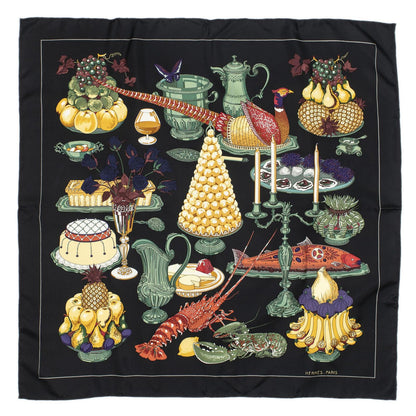 Hermes Scarf Black Green Silk — view 2