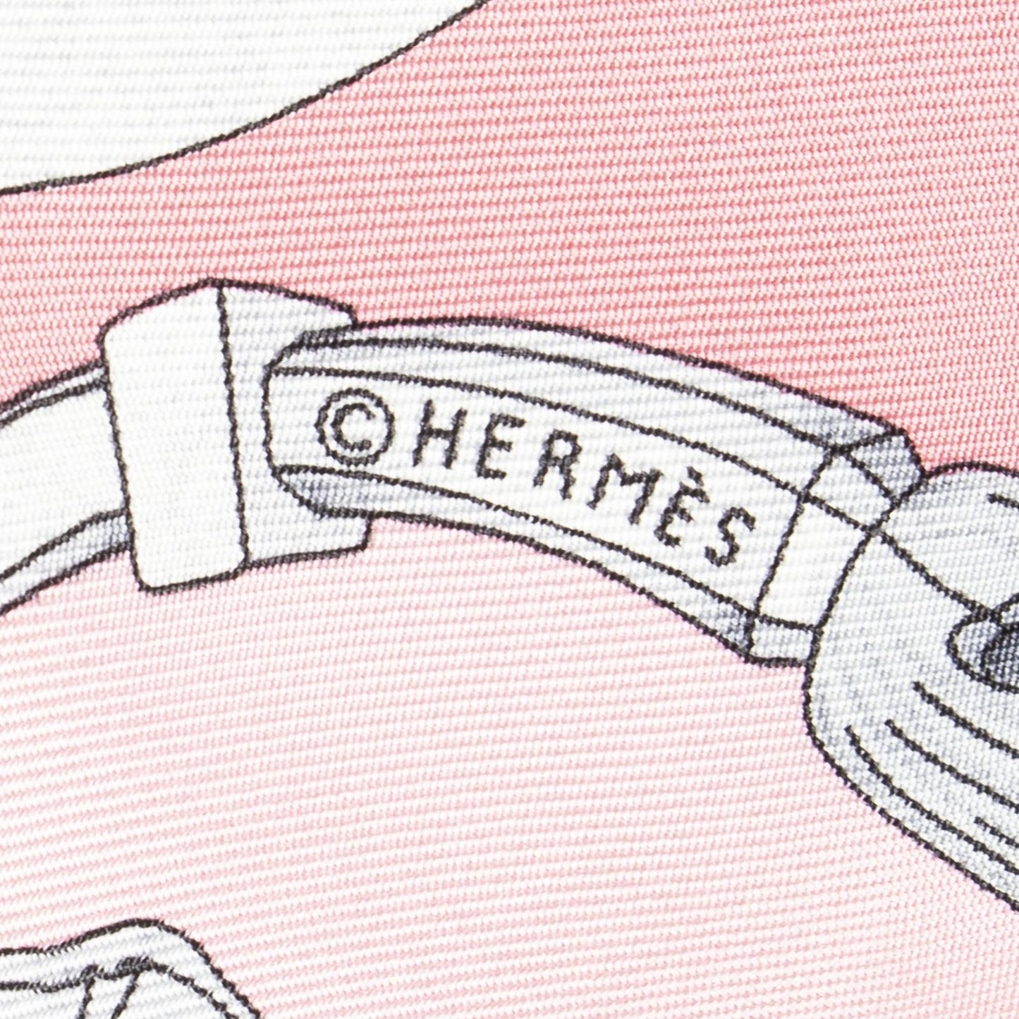 Hermes Scarf Pink 100% Silver Twill Silk — view 4