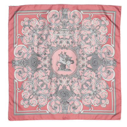 Hermes Scarf Pink 100% Silver Twill Silk — view 2