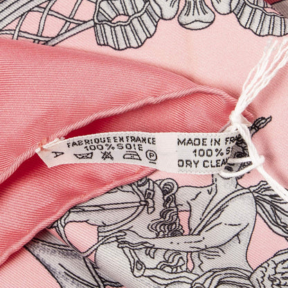 Hermes Scarf Pink 100% Silver Twill Silk — view 5