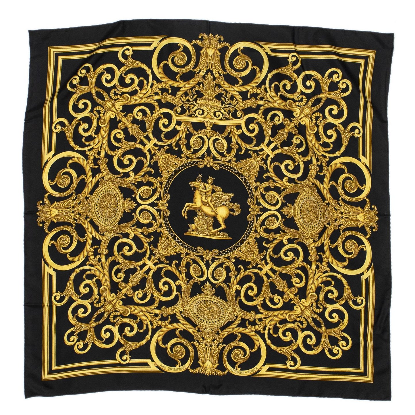 Hermes Scarf Black Gold Silk — view 2