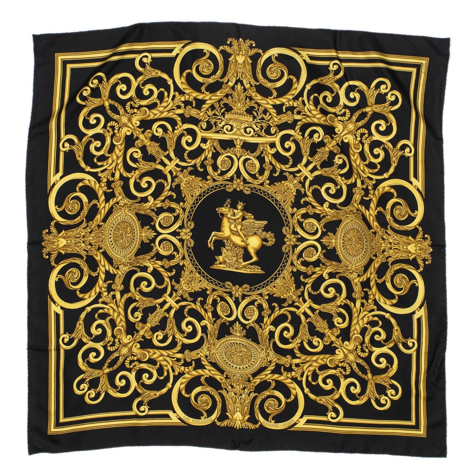 Hermes Scarf Black Gold Silk — view 2