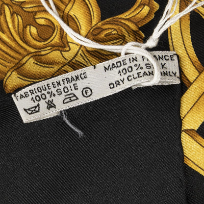 Hermes Scarf Black Gold Silk — view 5