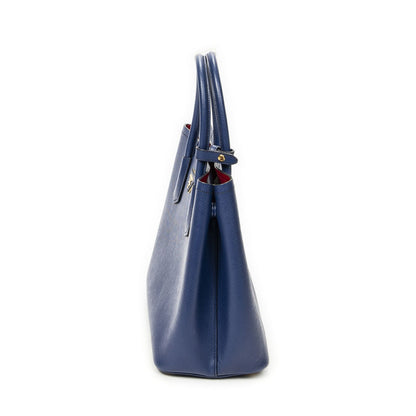 Prada Cuir Double Handle Tote Navy Saffiano Leather — view 3