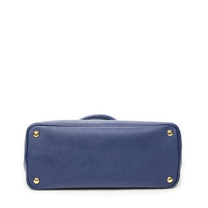 Prada Cuir Double Handle Tote Navy Saffiano Leather — view 6