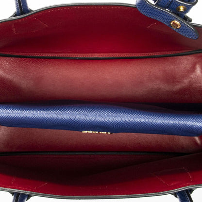 Prada Cuir Double Handle Tote Navy Saffiano Leather — view 9