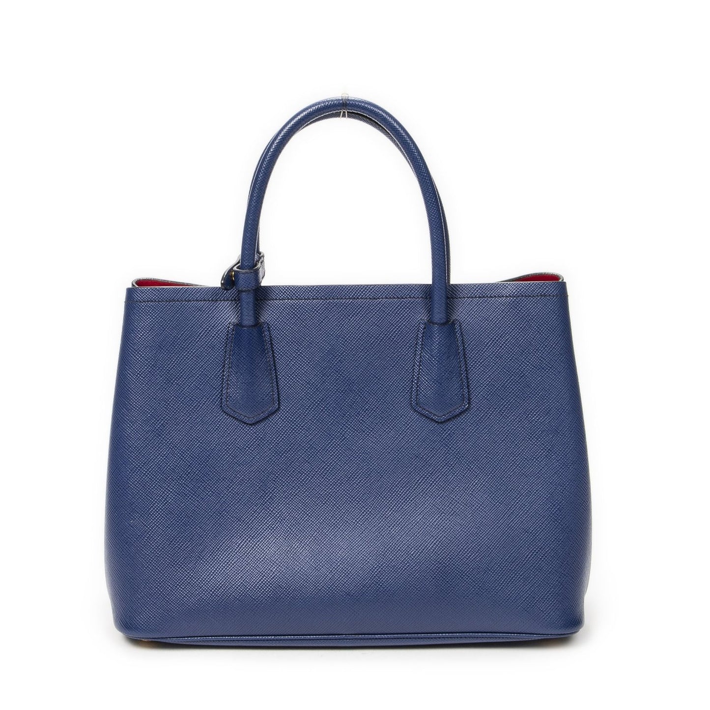 Prada Cuir Double Handle Tote Navy Saffiano Leather — view 5