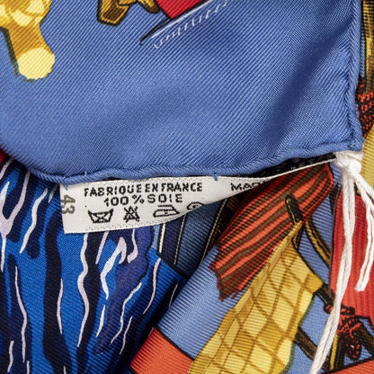 Hermes Scarf Blue Red Silk — view 5